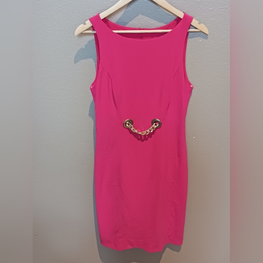 Joseph Ribkoff Shift With Gold Chain Front Detail, Womens Size 4